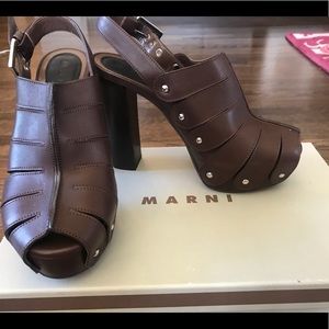 MARNI Beautiful Brown Leather Platforms